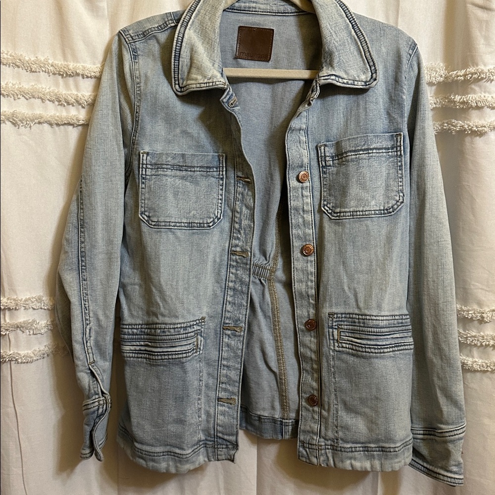 Maurices Light Blue Denim Jacket with Copper Button size medium